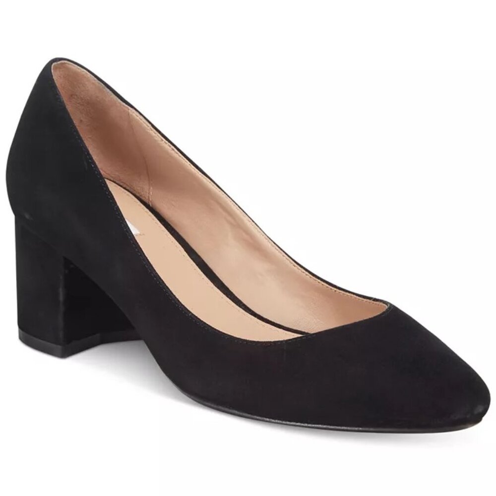 Cole Haan Justine Black Leather Pump 55M Block Heel 10B W08972